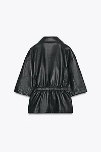 FAUX LEATHER BLAZER