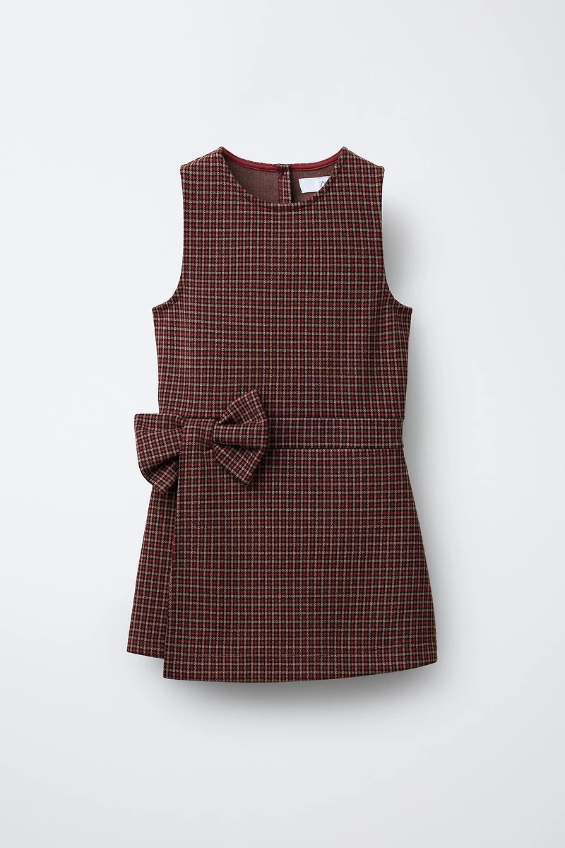 PLAID BOW SHORT JUMPSUIT