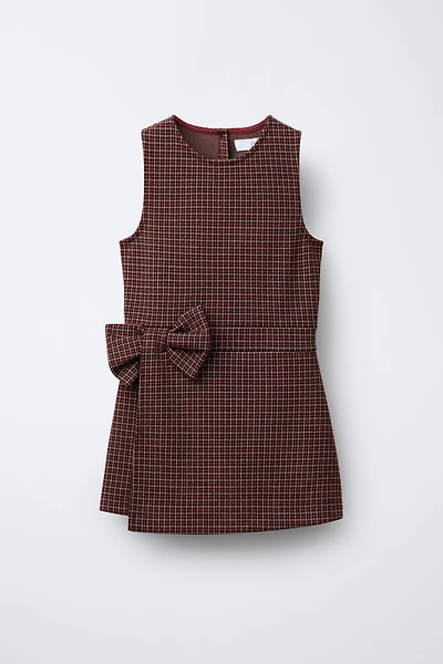 PLAID BOW SHORT JUMPSUIT