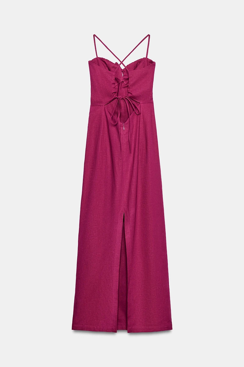LINEN STRAPPY MIDI DRESS