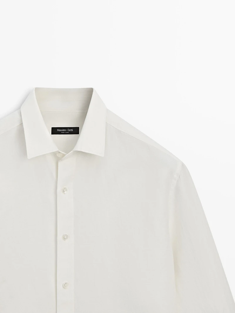 Regular fit linen blend shirt