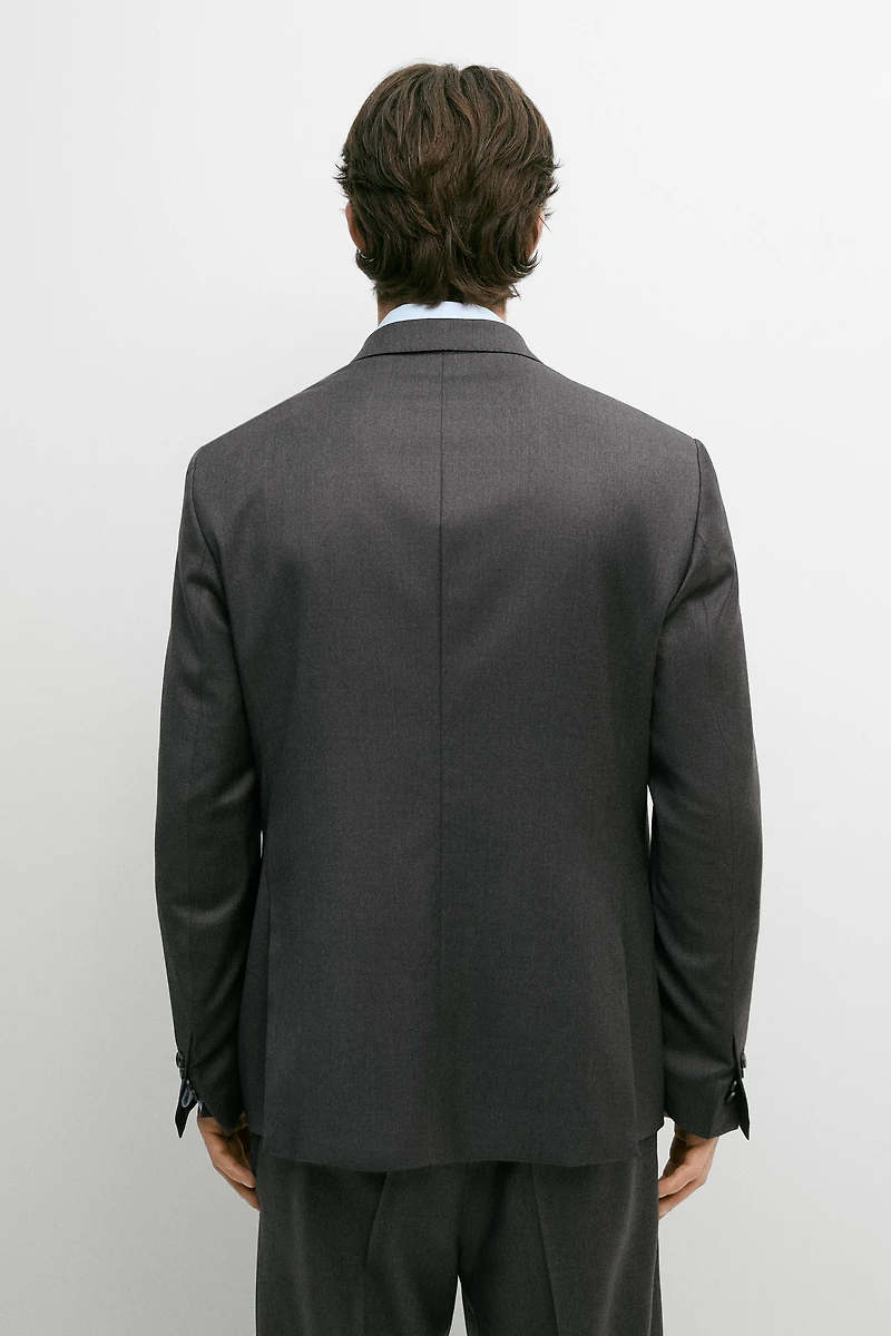 100% cool wool double-breasted suit blazer