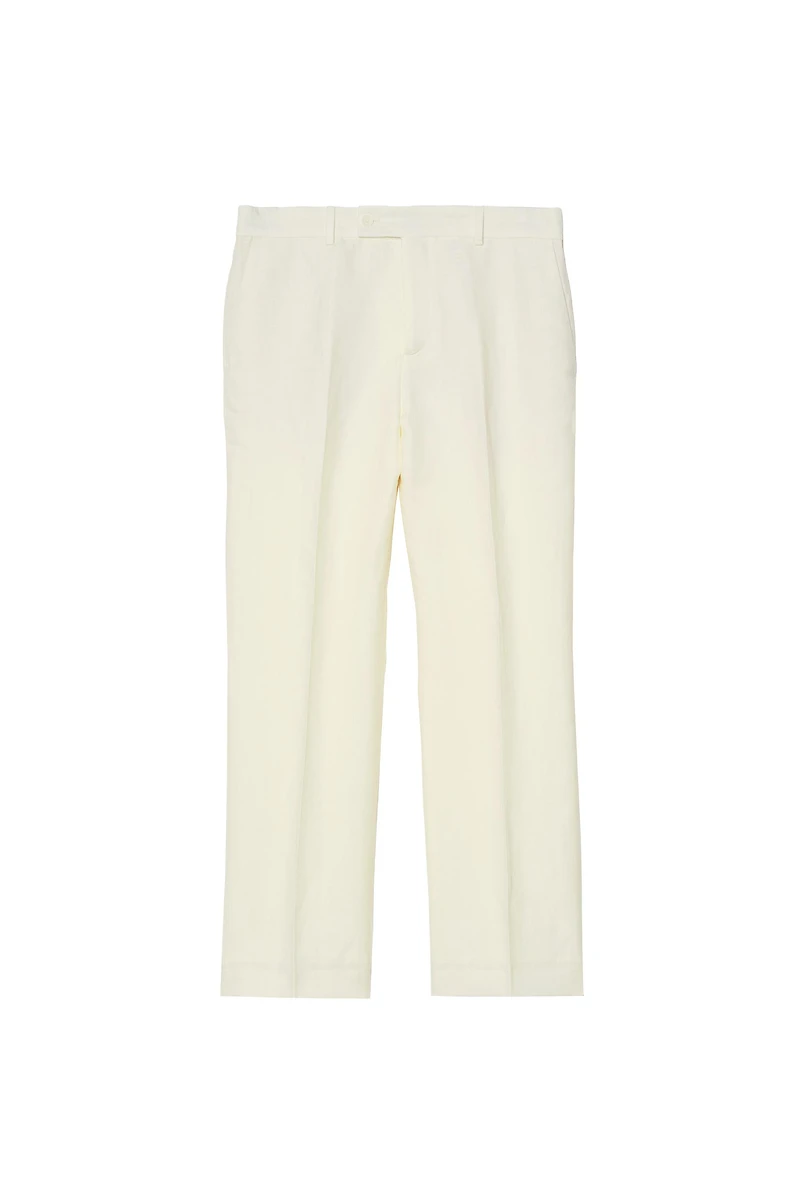 HERRINGBONE LINEN-WOOL RELAXED FIT SUIT PANTS