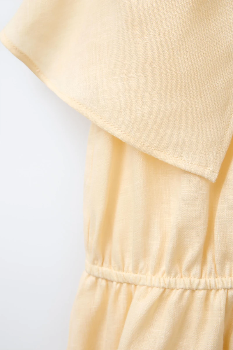 RUFFLED SHORT JUMPSUIT 100% LINEN