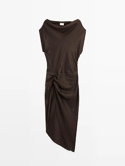 Draped neck top with gathered detail - STUDIO
