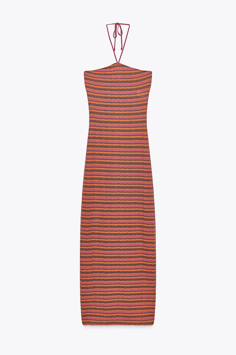 STRIPED JACQUARD MIDI DRESS