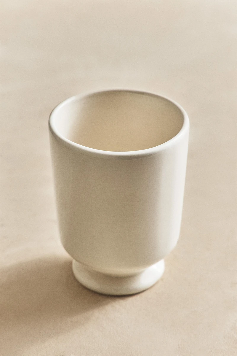 CREAM CERAMIC TOOTHBRUSH TUMBLER