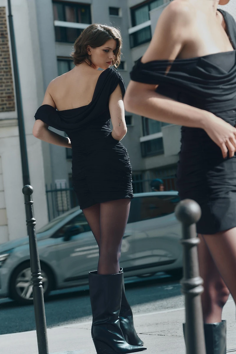 SHORT RHINESTONE MESH DRESS