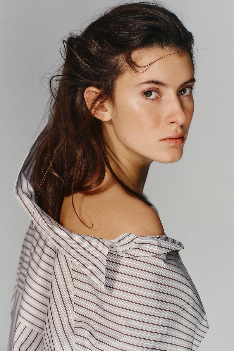 CHEMISE OVERSIZE RAYURES MANCHES CHAUVE-SOURIS