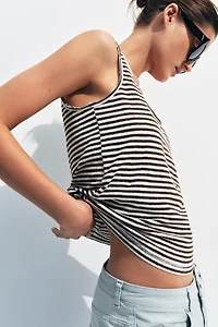 STRIPED COTTON AND LINEN TOP