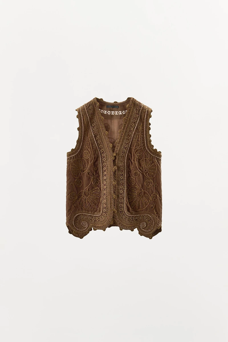LIMITED EDITION VELVET EMBROIDERED BEADED VEST