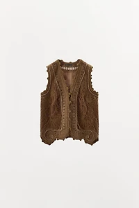 LIMITED EDITION VELVET EMBROIDERED BEADED VEST