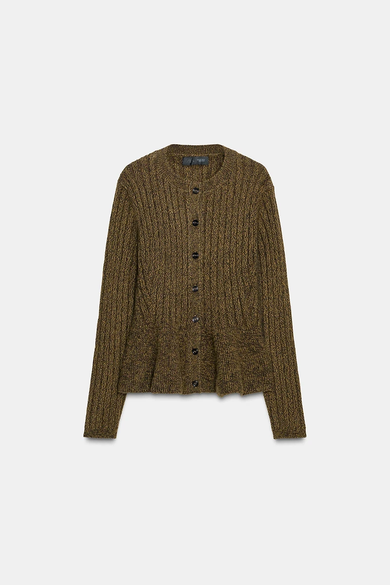 GILET EN MAILLE CANNELÉ PEPLUM