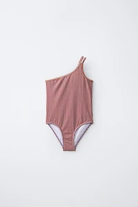 6-14 YEARS/ ASYMMETRIC SHIMMER STRIPED SWIMSUIT