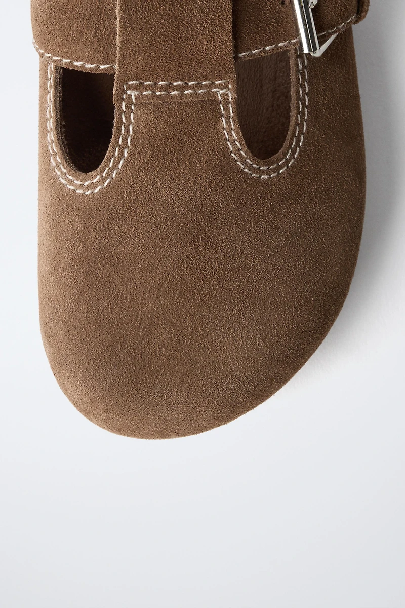 TOPSTITCHED LEATHER CLOGS