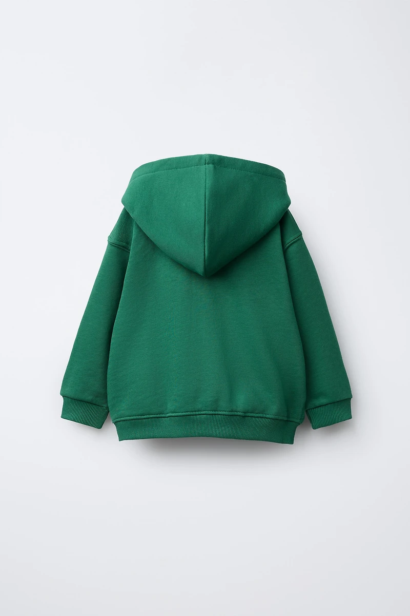 BASIC TEXT ZIP-UP SWEATSHIRT