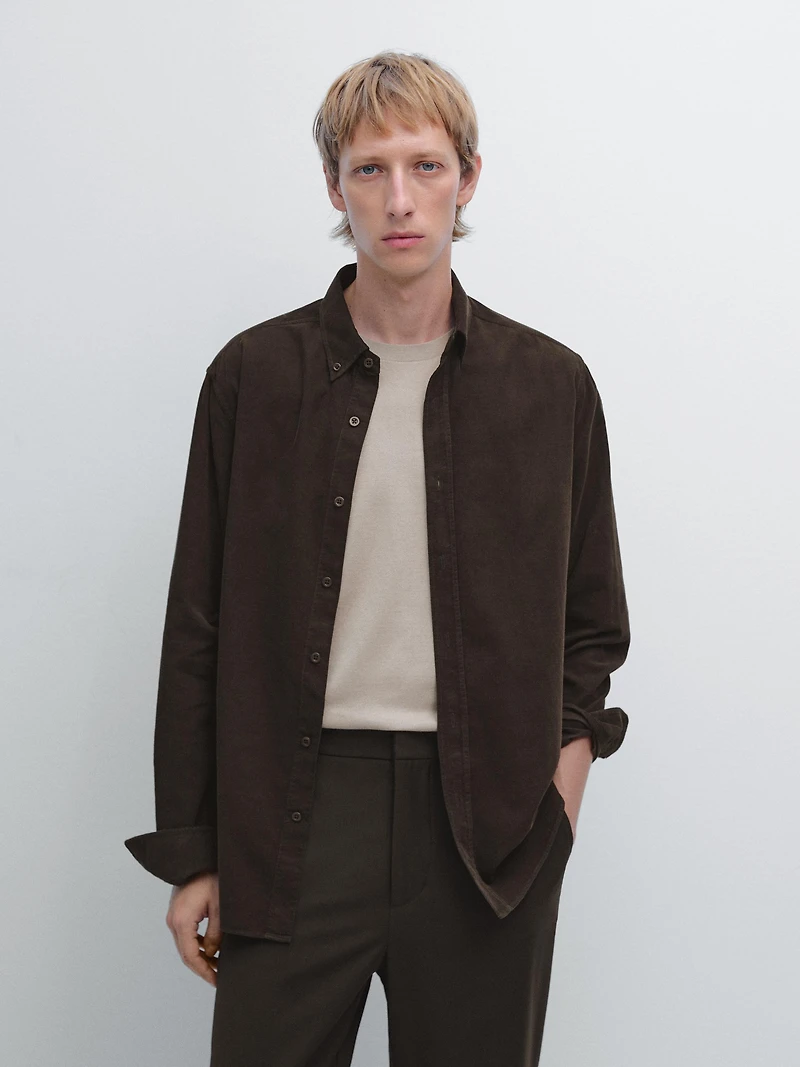 Regular fit needlecord shirt