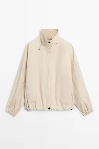 High neck bomber puff jacket