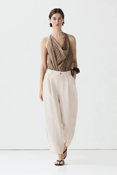 Flowing pants with elasticated waistband