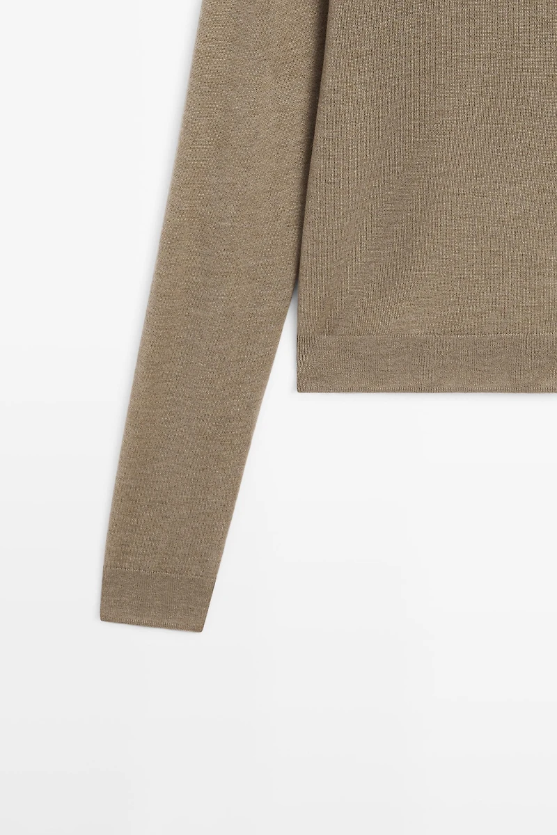 Silk and wool blend knit sweater