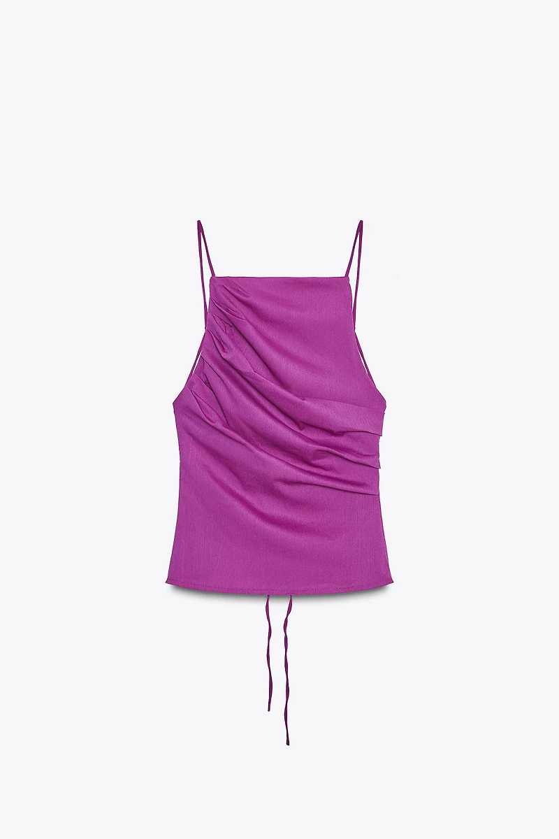 OPEN-BACK PLEATED TOP