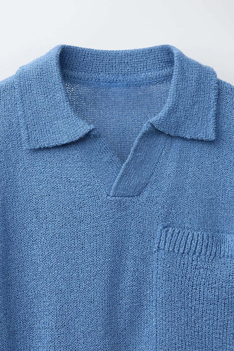 POLO EN MAILLE RUSTIQUE AVEC POCHE
