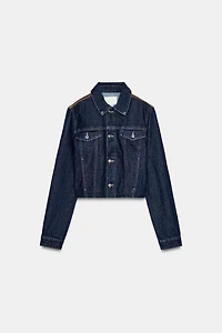 BLOUSON EFFET DENIM CUIR