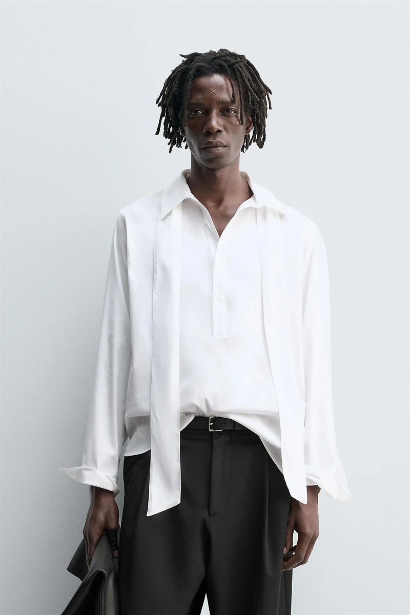 FLOWY TIE SHIRT