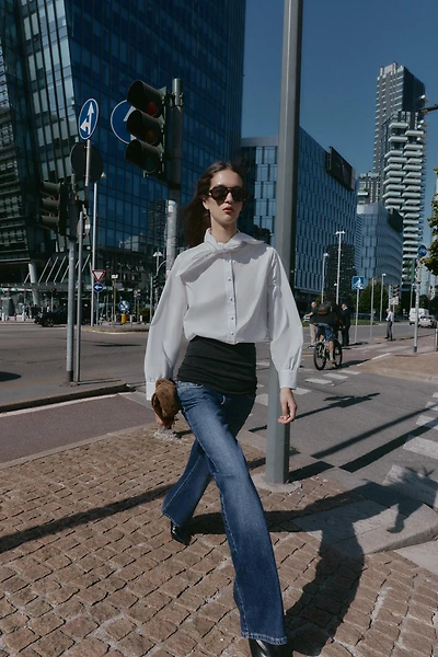 BOW POPLIN SHIRT