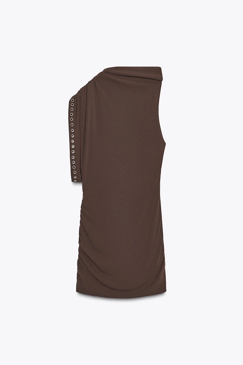 ASYMMETRIC CROTCHET DRESS WITH GROMMETS