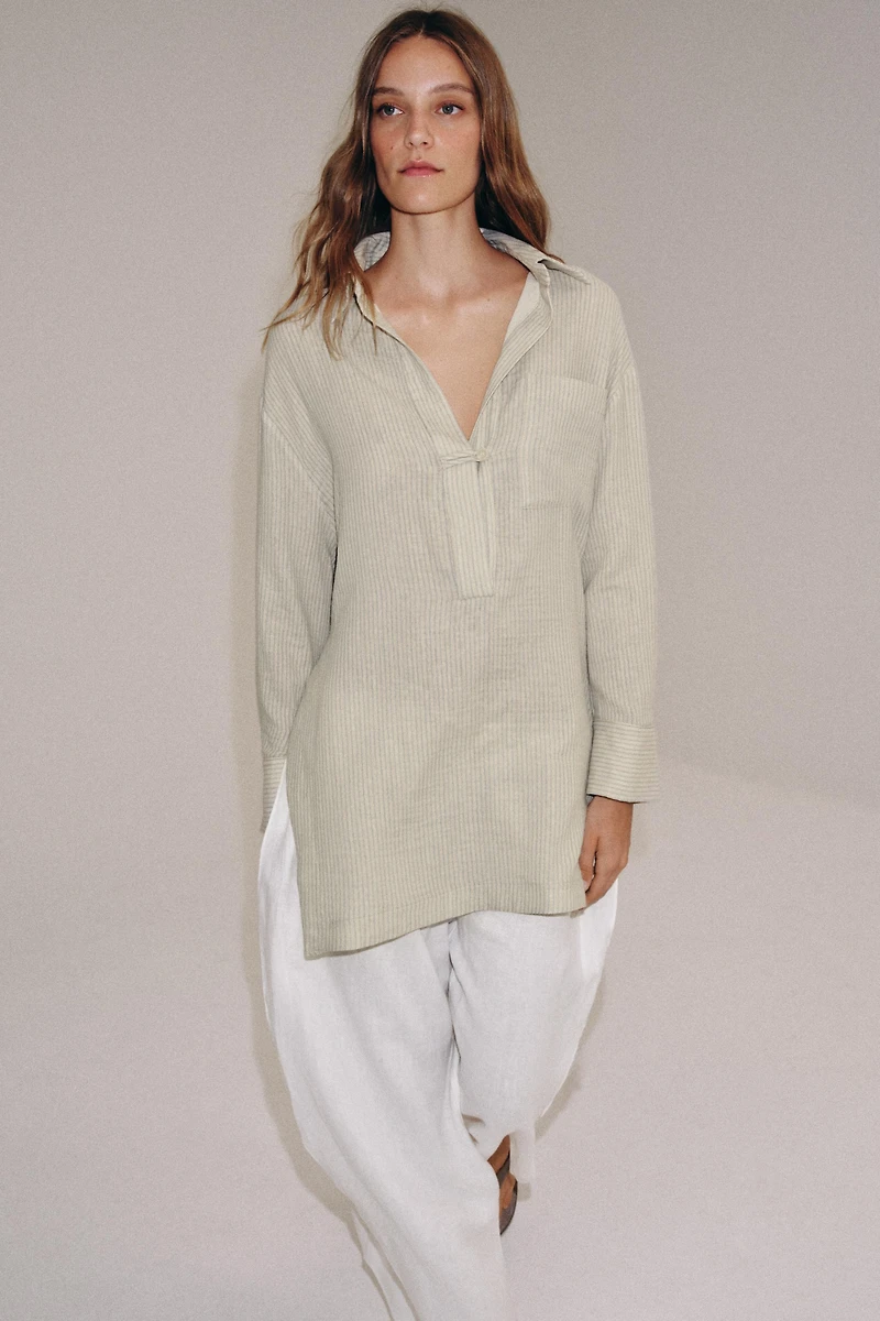 CHEMISE ASYMÉTRIQUE À RAYURES ZW COLLECTION