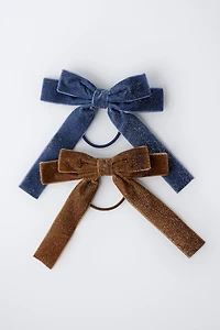 TWO-PACK OF SHINY VELVET BOW HAIR TIES