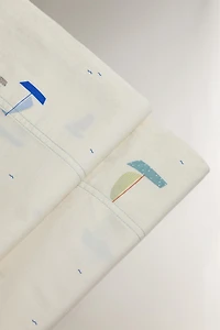 KIDS SAILBOAT COTTON FLAT SHEET