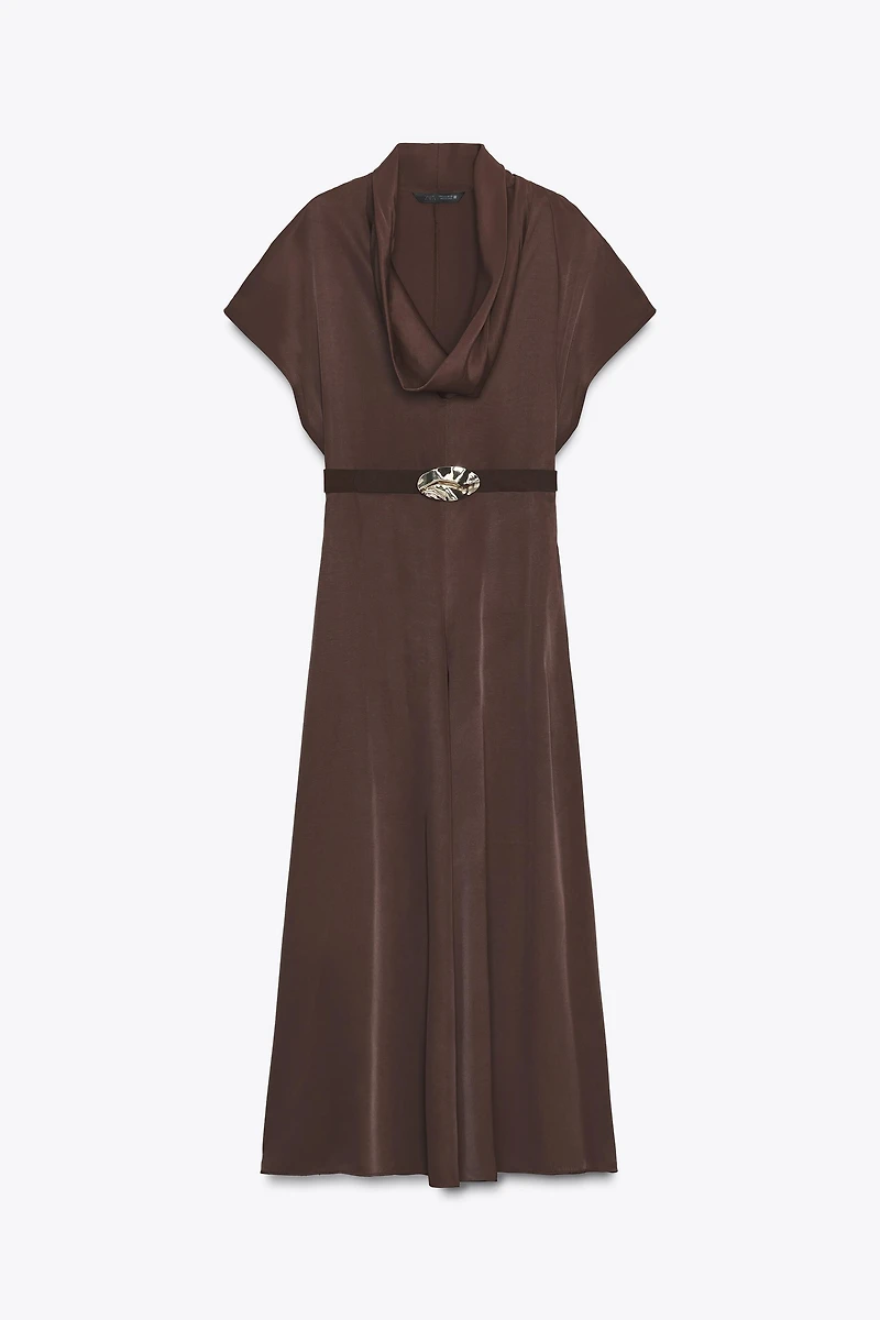 ROBE MI-LONGUE COL BÉNITIER AVEC CEINTURE