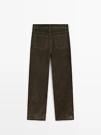 Low-rise straight-leg flocked jeans