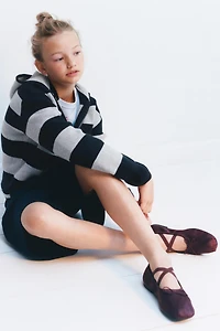 STRIPED HOODED CARDIGAN