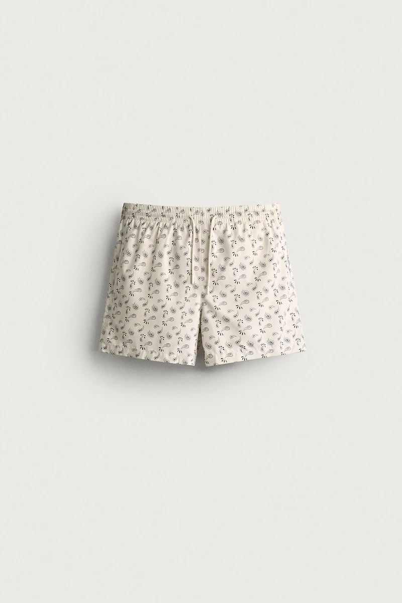 PAISLEY PRINT MID-LENGTH SWIM SHORTS