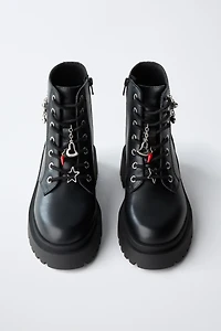 LACED ANKLE BOOTS WITH CHARMS