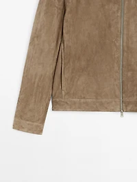 Veste courte en cuir caprin finition daim