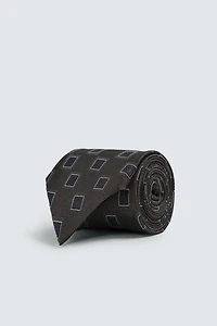 GEOMETRIC JACQUARD 100% SILK TIE