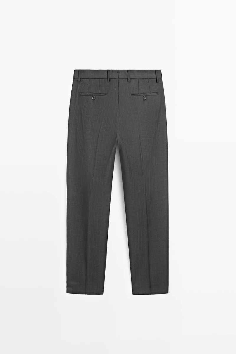 100% wool striped suit trousers