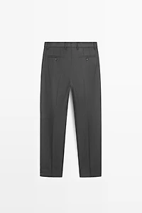 100% wool striped suit trousers