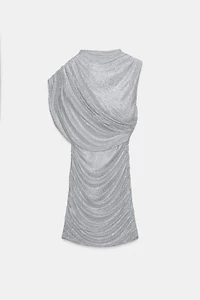 ROBE COURTE EN RÉSILLE CAPE STRASS