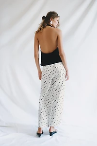 SATIN EFFECT ANIMAL PRINT HALTER TOP