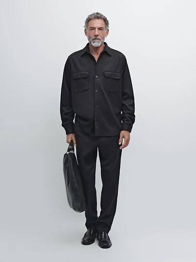 Pantalon en flanelle 100 % laine élastiqué sur le côté