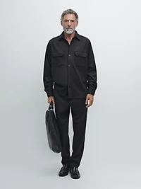 Pantalon en flanelle 100 % laine élastiqué sur le côté