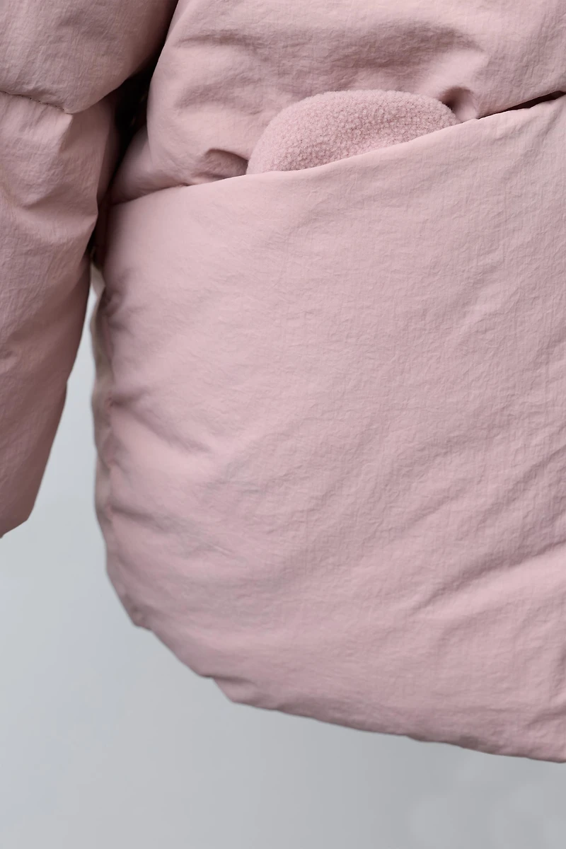 DOUDOUNE EN PLUME ET DUVET DÉPERLANTE CAPUCHE EFFET FOURRURE AMOVIBLE