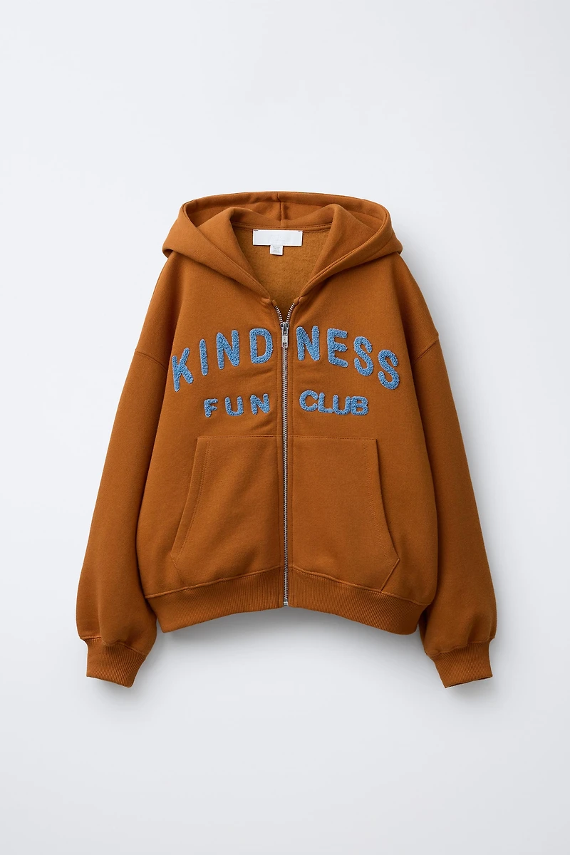 TERRY TEXT HOODED SWEATSHIRT