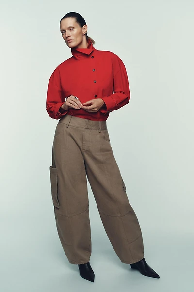 CHEMISE CACHE-CŒUR À COL MONTANT