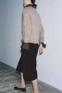 PULL EN LAINE ET CACHEMIRE À MANCHES LONGUES